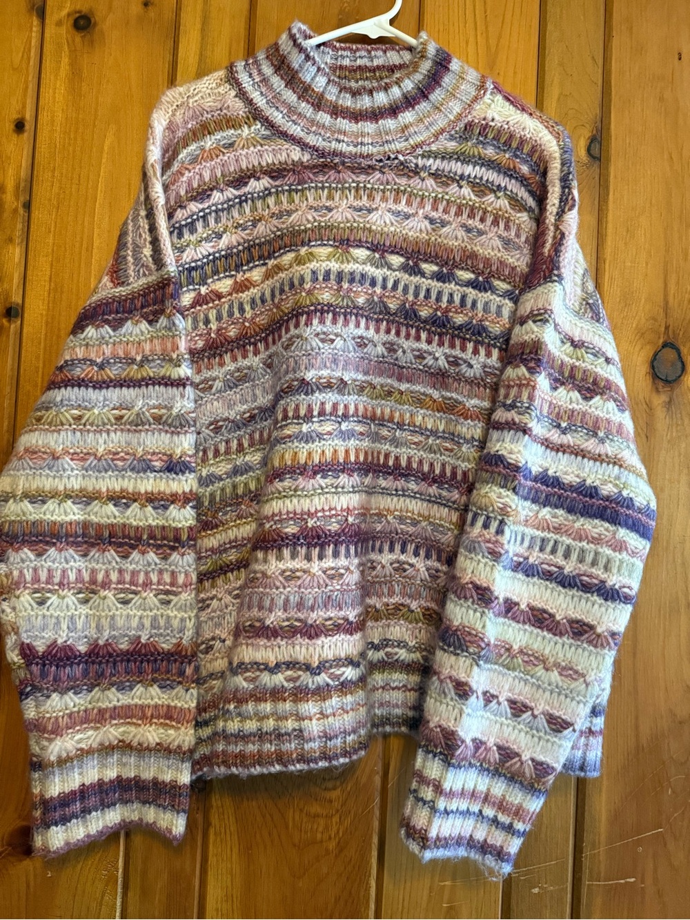 St. John's Bay Pastel Multi-Stripe Cowlneck Sweater in Pink, Cream & Purple